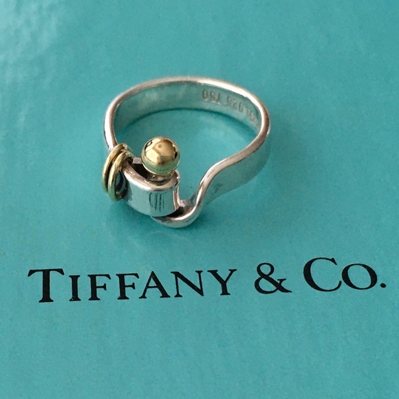 Tiffany & Co. Jewelry - TIFFANY & CO Vintage 18K YG/Sterling Silver Hook Ring Size 5